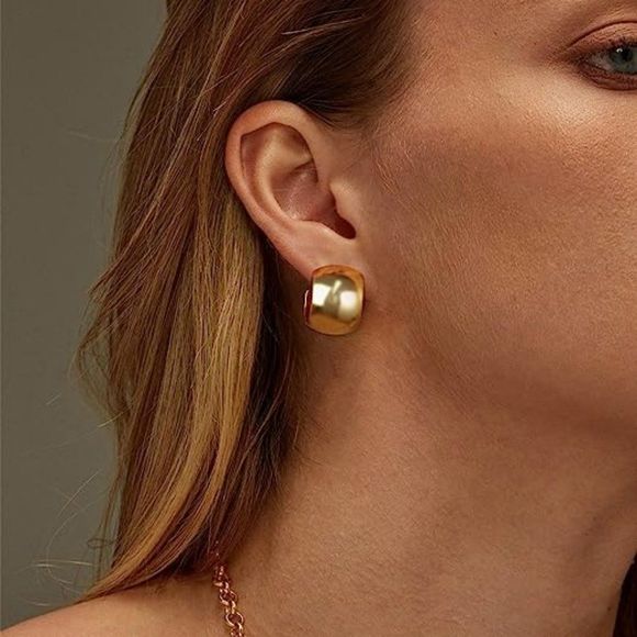 Women 14K Gold Plated Dainty Open Hoops Hypoallergenic Trendy Earrings - Picture 5 of 7